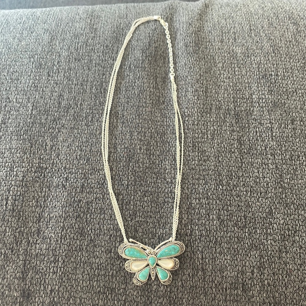 Silver necklace with butterfly charm